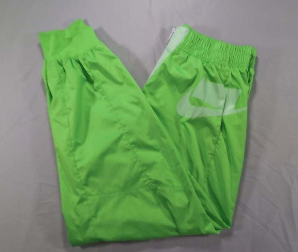 Nike Sportswear NSW Women's Neon Green Track Pants, Size XL, with Zipper Detail